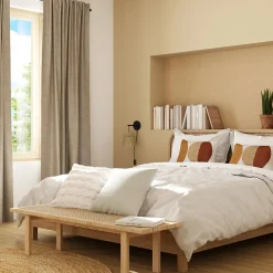 Clearance GoodHome Housse de coussin coton tufté Mulyo imprimé bohème blanc cassé l.45 x H.45cm