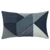 Clearance GoodHome Housse de coussin en coton Corton imprimé géométrique bleu 50 x 30 cm