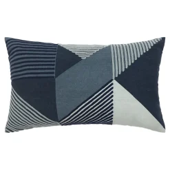 Clearance GoodHome Housse de coussin en coton Corton imprimé géométrique bleu 50 x 30 cm