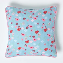 Sale Homescapes Housse de coussin en coton oiseaux et fleurs, 45 x 45 cm -