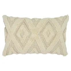 Clearance GoodHome Housse de coussin en coton tufté Teply beige et doré l.50 x H.30cm