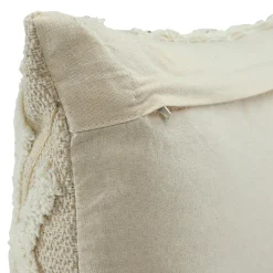Clearance GoodHome Housse de coussin en coton tufté Teply beige et doré l.50 x H.30cm