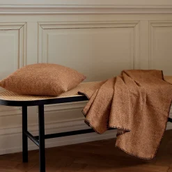 Toison d'Or Housse de coussin en laine avec micro-motif losange (45x45 cm - Marron Brun)* Coussin Pour Canapé