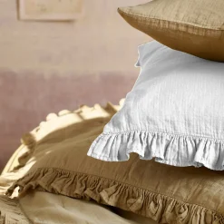 Sale Linnea Housse de coussin en mousseline de coton 55x80 cm cm + 5 cm ELZA blanc neige