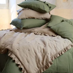 Discount Linnea Housse de coussin en mousseline de coton 40x60 cm cm + 5 cm ELZA vert mousse