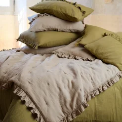 Discount Linnea Housse de coussin en mousseline de coton 40x60 cm cm + 5 cm ELZA beige ficelle