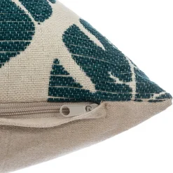 Atmosphera Créateur D'Intérieur Housse de coussin Feuilles - coton et chenille - vert - 40x40 cm - Atmosphera* Housse De Coussin|Housse De Coussin