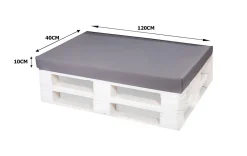 Setgarden Housse de coussin pour palette de dimensions 120x60x10cm housse de coussin avec fermeture éclair taie d'oreiller gris* Coussin Palette