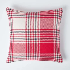 Sale Homescapes Housse de coussin tartan à carreaux rouge, 60 x 60 cm -