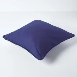 Clearance Homescapes Housse de coussin uni bleu marine, 60 x 60 cm -
