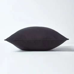 Homescapes Housse de coussin uni noir, 30 x 50 cm -