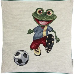 Outlet Linnea Housse de coussin 45x45 cm GRAZIE Grenouille footballeuse polycoton acrylique