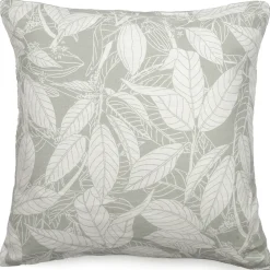 Linnea Housse de coussin 45x45 cm lin lavé imprimé végétal HELIOS gris Lichen* Housse De Coussin|Housse De Coussin