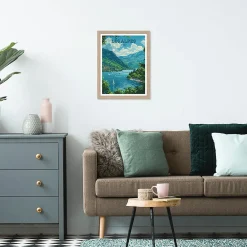 Clearance Dada Art Image encadrée lac d'Annecy blanc, bleu, vert l.30 x H.40cm