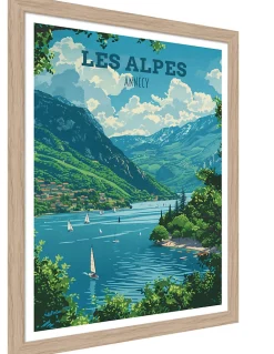Clearance Dada Art Image encadrée lac d'Annecy blanc, bleu, vert l.30 x H.40cm