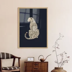 Clearance CM Creation Image encadrée léopard noir et beige l.53 x H.73 cm