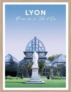 Best Dada Art Image encadrée Lyon parc de la tête d'or bleu, blanc l.30 x H.40cm