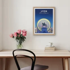 Sale Dada Art Image encadrée Lyon place Bellecour l.30 x H.40cm