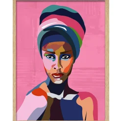 Best CM Creation Image encadrée portrait de femme rose l.43 x L.53 cm