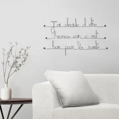 Bijoux De Mur J'ai décidé d'être heureux car c'est bon pour la santé - Sculpture fil de fer 60-75 cm -* Objet Décoratif Mural