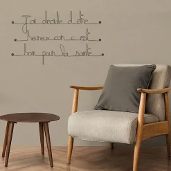 Bijoux De Mur J'ai décidé d'être heureux car c'est bon pour la santé - Sculpture fil de fer 60-75 cm -* Objet Décoratif Mural