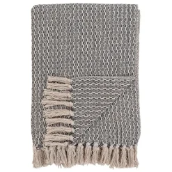 Outlet Altobuy KAYLIE - Plaid 160x130cm Gris et Beige à Motifs Géométriques