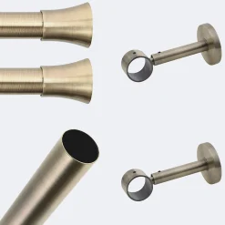 Boulet Kit de tringle à rideaux Bronze 200cm Diam.28mm Embout Pommeau - Fixation Mur -* Kit De Barre De Rideau