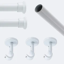 Boulet Kit de tringle à rideaux Blanc 250cm Diam.20mm Embout Chapeau - Fixation Plafond -* Kit De Barre De Rideau