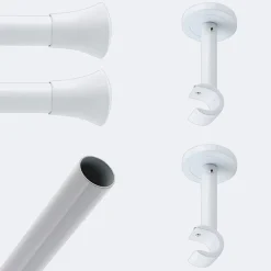 Boulet Kit de tringle à rideaux Blanc 200cm Diam.20mm Embout Pommeau - Fixation Mur -* Kit De Barre De Rideau