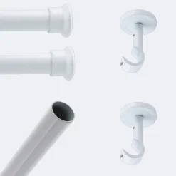 Boulet Kit de tringle à rideaux Blanc 200cm Diam.20mm Embout Chapeau - Fixation Plafond -* Kit De Barre De Rideau