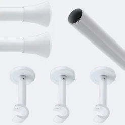 Boulet Kit de tringle à rideaux Blanc 250cm Diam.20mm Embout Pommeau - Fixation Mur -* Kit De Barre De Rideau