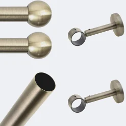Boulet Kit de tringle à rideaux Bronze 200cm Diam.28mm Embout Boule - Fixation Mur -* Kit De Barre De Rideau