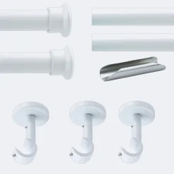 Best Boulet Kit de tringle à rideaux Blanc 300cm Diam.20mm Embout Chapeau - Fixation Plafond -