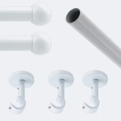 Boulet Kit de tringle à rideaux Blanc 250cm Diam.20mm Embout Boule - Fixation Plafond -* Kit De Barre De Rideau
