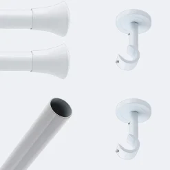 Boulet Kit de tringle à rideaux Blanc 200cm Diam.20mm Embout Pommeau - Fixation Plafond -* Kit De Barre De Rideau