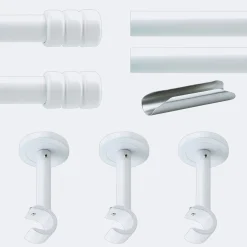 Best Boulet Kit de tringle à rideaux Blanc 300cm Diam.20mm Embout Cylindre 2ST - Fixation Mur -