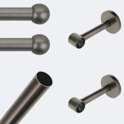 Boulet Kit de tringle à rideaux Carbone 150cm Diam.20mm Embout Boule - Fixation Mur -* Kit De Barre De Rideau