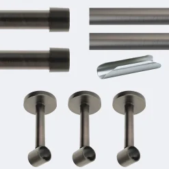 Boulet Kit de tringle à rideaux Carbone 300cm Diam.20mm Embout Capuchon - Fixation Mur -* Kit De Barre De Rideau