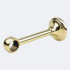 Boulet Kit de tringle à rideaux Laiton Poli Verni 150cm Diam.20mm Embout Capuchon - Fixation Mur -* Kit De Barre De Rideau