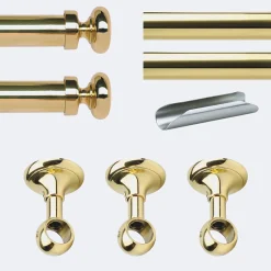 Boulet Kit de tringle à rideaux Laiton Poli Verni 300cm Diam.20mm Embout Regency - Fixation Plafond -* Kit De Barre De Rideau