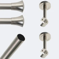 Best Boulet Kit de tringle à rideaux Nickel Mat 200cm Diam.20mm Embout Pommeau - Fixation Mur -