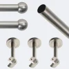Best Boulet Kit de tringle à rideaux Nickel Mat 250cm Diam.20mm Embout Boule - Fixation Mur -