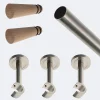 Boulet Kit de tringle à rideaux Nickel Mat 250cm Diam.20mm Embout Cône Bois - Fixation Mur -* Kit De Barre De Rideau