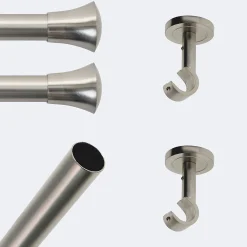 Boulet Kit de tringle à rideaux Nickel Mat 200cm Diam.20mm Embout Pommeau - Fixation Plafond -* Kit De Barre De Rideau