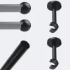 Boulet Kit de tringle à rideaux Noir Mat 150cm Diam.20mm Embout Boule - Fixation Mur -* Kit De Barre De Rideau