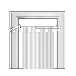 Boulet Kit tringle à rideaux Sans-Perçage Extensible. 60-80cm Blanc -* Tringle À Rideau À Composer
