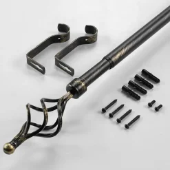 Outlet Douceur D'Intérieur Kit tringle extensible 120 à 210 cm patiné Twisty noir or