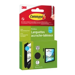 3M Command Languette adhésive accroche-tableaux petites max 2kg - 4 paires noir* Fixation Décoration Murale