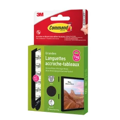 3M Command Languette adhésive accroche-tableaux grandes max 7kg noir* Fixation Décoration Murale