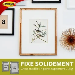 3M Command Languette adhésive accroche-tableaux petites max 2kg - 4 paires* Fixation Décoration Murale